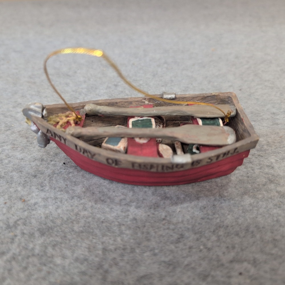 Fishing‎ Boat and Fish Ornaments Set Wood Hand Painted Nautical Lake Decor - Picture 2 of 3
